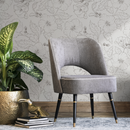 Floral Wallpaper Featuring Hand-Drawn Peonies in Gray and Off-White - ZAEA