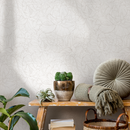 Floral Wallpaper with Minimalist Peony Line Art in Taupe - ZAED