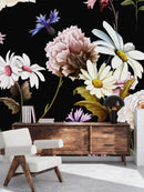 Flowers on Black Wallpaper