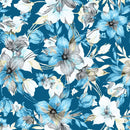 Stylish Blue Wallpaper with Flowers Vogue