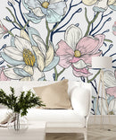 Modish Hand Drawn Flowers Wallpaper Fashionable