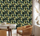 Contemporary Black Wallpaper with Lemons Tasteful