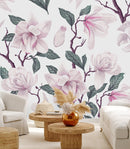 Stylish Modern Pink Magnolia Wallpaper