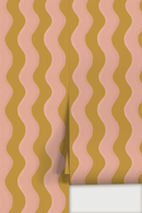 Ziggy Stripe Wallpaper, yellow and pink