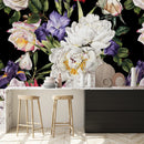 Colorful Flowers on Dark Background Wallpaper