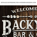 Welcome To Our Backyard Bar And Grill Sign