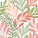 Elegant Pink and Green Leaves Wallpaper Tasteful