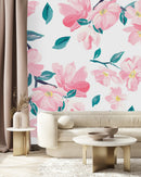 Voguish Modern Pink Flowers Wallpaper