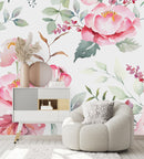 Stylish White Wallpaper with Gentle Flowers Vogue