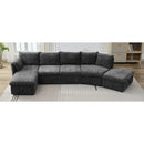 146.9" L-shaped Sofa Sectional Sofa Couch Pull-out Sofa Bed with a Movable Storage Ottoman, a Storage Chaise Lounge and Two USB Ports for Living Room, Grey
