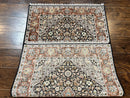 Silk Indian Kashmiri Rug 3x5, Indo Persian Silk on Silk Carpet, Very Fine 350 KPSI, Navy Blue, Handmade, Floral Medallion