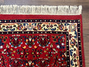 Indo Persian Sarouk Runner Rug 3 x 12, Red and Cream, Allover Pattern, 12ft Runner, Hand Knotted