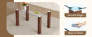 Table and chair set.A 49.6*30 Inch Transparent Tempered Glass Dining Table With Walnut Wood Grain MDF Legs.Paired With 4 Ergonomic Brown Technology Fabric Dining Chairs,Black Metal Legs.