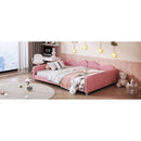 Full size Upholstered Daybed, Sherpa Fabric Sofabed with Cloud-Shaped Backrest, No Box-spring Needed, Pink