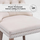 Velvet Dining Chairs Beige Nailhead Trim Set Of Four