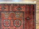 Antique Persian Turkoman Rug 3x6, Wool Tribal Handmade Carpet, Red and Black
