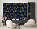 Fashionable Orange Flowers Wallpaper Chic