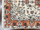 Persian Tabriz Rug 4.5  x 6.8, Finely Hand Knotted Wool with Silk Highlights Vintage Oriental Carpet, Cream and Salmon, High KPSI, Floral Medallion