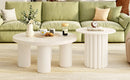 U-Can Modern Coffee Table Set of 2, Round Coffee Table with Cylindrical Leg Design and 1 End Table for Living Room