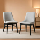 Gray Fabric Wood Dining Chairs Set Of 2 19-Inch Seat Height
