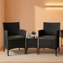 3 Piece Outdoor PE Rattan Wicker Patio Furniture Set With Soft Cushions And Glass Coffee Table