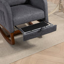 25.4'W Modern Rocking Chair for Nursery, Mid Century Accent Arm Rocker With Retractable Footrest, Side Pocket, Comfy Upholstered Wingback Wooden Glider Chair for Living Room Baby Kids Room. Charcoal