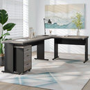 83 Inch L Shaped Office Desk Gray Executive Desk Large
