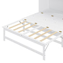 Queen Size Murphy Bed with Built-In Charging Station and a Shelf, White