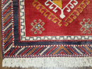 Vintage Turkish Kazak Rug 2.5 x 5 Red Wool Carpet Medallions Runner Geometric