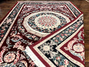 Chinese Aubusson Rug 9x12, Burgundy, Handmade Vintage Wool Carpet, Fine 210 KPSI, Elegant European Design