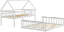 Solid Wood Twin Over Full Bunk Bed White With Guardrails