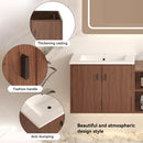 Soft Close Doors Bathroom Vanity With Small Storage Shelves, 24" And 12" Combination Cabinet - Reddish Brown