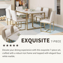 TOPMAX Modern Dining Table Set for 6 Faux Marble Kitchen Table Set with 6 Upholstered Dining Chairs, 7-Piece, White+Golden