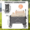 PORTABLE 400L Collapsible Wagon, Folding Wagon Cart , Beach Wagon with Big Wheels, 450LB Heavy Duty Foldable Wagon, Large Capacity Wagon for Camping, Sports, Garden, Baseball
