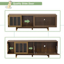 Mid-Century Modern style 2 in 1 PET FRIENDLY Walnut TV STAND Cat house With Sliding glass door flip-down