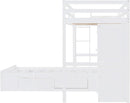 White Twin Over Twin Bunk Bed With Drawers And Wardrobe