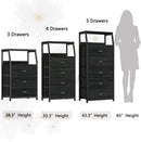 Black Night Stand With 3 Fabric Drawers And 2 Tier Shelf