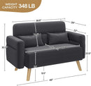 46-Inch Small Modern Fabric Loveseat Dark Gray Solid Wood Legs