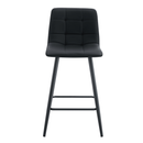 Modern Black PU Bar Chair Set with Checkered Design and Black Metal Legs, Multiple Colors Available