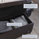 47 Inch DarkBrown Leatherette Storage Ottoman Bench