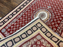 Pakistani Rug 6x9, European Aubusson Design, Wool Handmade Vintage Carpet, Dark Red, 6 x 9 Medium Sized Rug