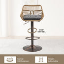 COOLMORE Modern Swivel Bar Stools Set of 2 Adjustable Counter Height Chairs with Footrest in Gray Linen