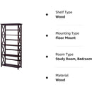 Espresso Montego Five Shelf Bookcase With X Design