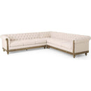 Comfy Large Sectional Sofa with Wooden Legs, Retro Style for Living Room