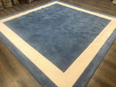 Blue and Cream Square Rug 10x10 ft, Large Square Carpet