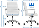 White Leather Ergonomic Office Chair With Height Adjustment