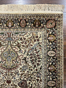Turkish Kayseri Silk Rug 3x5, Tree of Life Silk Oriental Carpet, Birds Persian Vase Design, Hand Knotted Vintage Fine Rug, 340 KPSI