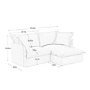 Slipcovered Sectional 2 Seater Sofa Couch with Convertible Ottoman, Wide and Deep Seat L Shaped Sofa with Detachable Cover and Soft Multiple Big Pillows, Chenille Fabric, Orange