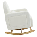 Accent Rocking Chair with Curved Back & Pillow, Ultimate Comfort for Your Home, Teddy Velvet, Cream White