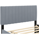 Full Size Velvet Upholstered Platform Bed with Twin Size Trundle, Gray